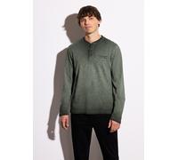 Langarmshirt STREET ONE MEN, Herren, Gr. 3XL, schwarz olive grün, Web, 100% Baumwolle, unifarben, comfort fit normal, Rundhals, abgesteppt, Shirts Langarmshirt, aus reiner Baumwolle (20382108-XXXL) sc