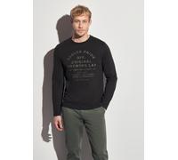 Langarmshirt STREET ONE MEN, Herren, Gr. L (42), basic schwarz, Web, 100% Baumwolle, unifarben, normal normal, Rundhals, abgesteppt, Shirts Langarmshirt, aus reiner Baumwolle (78767557-L) basic schwar