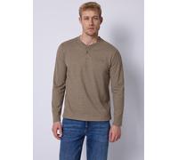 Langarmshirt STREET ONE MEN, Herren, Gr. L (42), barista braun, Web, 50% Baumwolle, 50% Polyester, unifarben, normal normal, Rundhals, abgesteppt, Shirts Langarmshirt, im Melange Look (41654036-L) bar
