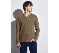 Langarmshirt STREET ONE MEN, Herren, Gr. M (40), braun (ash braun), Web, 96% Baumwolle, 4% Polyester, unifarben, normal normal, Rundhals, abgesteppt, Shirts Langarmshirt, im soften Baumwoll-Mix (28830