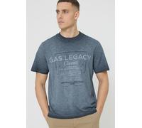 Langarmshirt STREET ONE MEN, Herren, Gr. S (38), schwarz ink blau, Web, 100% Baumwolle, bedruckt, comfort fit normal, Rundhals, abgesteppt, Shirts Langarmshirt, mit Wording (68912023-S) schwarz ink bl