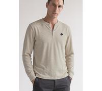 Langarmshirt STREET ONE MEN, Herren, Gr. XL (44), basic beige, Web, Obermaterial: 65% Baumwolle, 34% Polyester, 1% Viskose, unifarben, normal normal, Rundhals, abgesteppt, Shirts Langarmshirt, im Mela