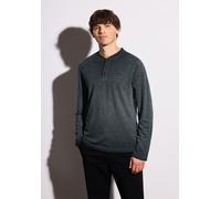 Langarmshirt STREET ONE MEN, Herren, Gr. XL (44), basic schwarz, Web, 100% Baumwolle, unifarben, comfort fit normal, Rundhals, abgesteppt, Shirts Langarmshirt, aus reiner Baumwolle (26414958-XL) basic