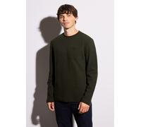 Langarmshirt STREET ONE MEN, Herren, Gr. XL (44), schwarz olive grün, Web, 100% Baumwolle, unifarben, normal normal, Rundhals, abgesteppt, Shirts Langarmshirt, aus reiner Baumwolle (10267417-XL) schwa