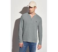 Langarmshirt STREET ONE MEN, Herren, Gr. XL (44), silber grün, Web, 96% Baumwolle, 4% Polyester, unifarben, normal normal, Rundhals, abgesteppt, Shirts Langarmshirt, im soften Baumwoll-Mix (97535309-X