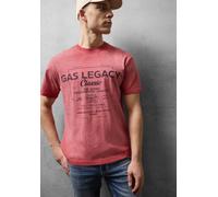 Langarmshirt STREET ONE MEN, Herren, Gr. XXL (46), dull coral, Web, 100% Baumwolle, bedruckt, comfort fit normal, Rundhals, abgesteppt, Shirts Langarmshirt, mit Wording (79009124-XXL) dull coral