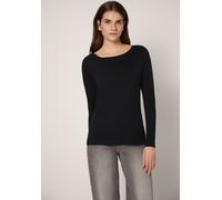 Langarmshirt STREET ONE STUDIO, Damen, Gr. 38, schwarz, Web, 50% Modal, 50% Baumwolle, unifarben, normal normal, U-Boot-Ausschnitt, abgesteppt, Shirts Langarmshirt, mit U-Boot-Ausschnitt (17457066-38)