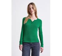 Street One Studio Frauen Rippshirt mit Knöpfen in Grün, Gr: 40