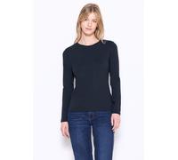 Langarmshirt STREET ONE STUDIO, Damen, Gr. 42, blau (tiefblau), Web, 48% Baumwolle, 47% Modal, 5% Elasthan, unifarben, normal normal, Rundhals, abgesteppt, Shirts, im soften Baumwoll-Mix (89525125-42)