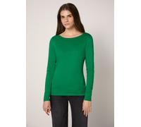 Langarmshirt STREET ONE STUDIO, Damen, Gr. 42, bold grün, Web, 50% Modal, 50% Baumwolle, unifarben, normal normal, U-Boot-Ausschnitt, abgesteppt, Shirts Langarmshirt, mit U-Boot-Ausschnitt (97592507-4