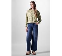 Langarmshirt STREET ONE STUDIO, Damen, Gr. 42, grün (mild grün), Stoff, 49% Polyester, 43% Viskose, 8% Elasthan, gemustert, normal normal, Rundhals, elastischer Bund, Shirts Langarmshirt, aus elastisc