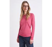 Langarmshirt STREET ONE STUDIO, Damen, Gr. 42, schwarz candy pink, Web, 50% Modal, 50% Baumwolle, unifarben, normal normal, U-Boot-Ausschnitt, abgesteppt, Shirts Langarmshirt, mit U-Boot-Ausschnitt (1