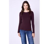 Langarmshirt STREET ONE STUDIO, Damen, Gr. 44, royal plum, Web, 48% Baumwolle, 47% Modal, 5% Elasthan, unifarben, normal normal, Rundhals, abgesteppt, Shirts Langarmshirt, mit Rundhalsausschnitt (7382