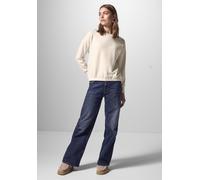 Langarmshirt STREET ONE STUDIO, Damen, Gr. 44, weiß (lucid weiß), Stoff, 46% Modal, 46% Polyester, 8% Elasthan, unifarben, normal normal, U-Boot-Ausschnitt, Bündchen, Shirts, mit Elastikbund (88917915