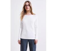Langarmshirt STREET ONE STUDIO, Damen, Gr. 44, weiß, Web, 50% Modal, 50% Baumwolle, unifarben, normal normal, U-Boot-Ausschnitt, abgesteppt, Shirts Langarmshirt, mit U-Boot-Ausschnitt (18684223-44) we