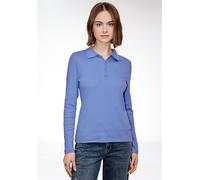 Langarmshirt STREET ONE STUDIO, Damen, Gr. 46, blau (blau echo), Web, 75% Baumwolle, 19% Polyester, 6% Elasthan, unifarben, normal normal, hoch geschlossener Ausschnitt, abgesteppt, Shirts Langarmshir