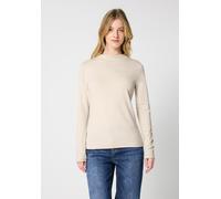 Langarmshirt STREET ONE, Damen, Gr. 46, soft beige, Web, 48% Baumwolle, 47% Modal, 5% Elasthan, unifarben, comfort fit normal, ohne Ausschnitt, abgesteppt, Shirts Langarmshirt, mit Turtleneck (4864906