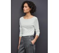 Langarmshirt STREET ONE "Style Lanea", Damen, Gr. 40, pelican grau, Jersey, Obermaterial: 50% Baumwolle, 50% Modal. Futter: 100% Baumwolle, unifarben, regular fit normal, U-Boot-Ausschnitt, angesetzte