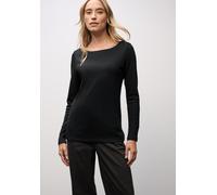 Langarmshirt STREET ONE "Style Lanea", Damen, Gr. 46, schwarz, Jersey, Obermaterial: 50% Baumwolle, 50% Modal. Futter: 100% Baumwolle, unifarben, regular fit normal, U-Boot-Ausschnitt, angesetztes Bün