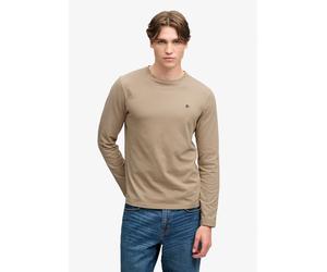 Langarmshirt SUPERDRY "CLASSIC ESSENTIAL SDCO TOP", Herren, Gr. XL, beige (olive branch grün), Single Jersey, Obermaterial: 100% Baumwolle, unifarben, relaxed fit normal, Rundhals, Shirts Langarmshirt