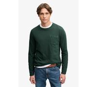 Langarmshirt SUPERDRY "COTTON LINEN L/S POCKET TOP", Herren, Gr. M, mountain view, Single Jersey, Obermaterial: 80% Baumwolle, 20% Leinen, unifarben, relaxed fit normal, Rundhals, Shirts Langarmshirt,
