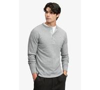 Langarmshirt SUPERDRY "MINI SLUB WAFFLE LS GRANDAD", Herren, Gr. M, grau (grau grit marl), Single Jersey, Obermaterial: 100% Baumwolle, meliert, relaxed fit normal, Rundhals, Shirts Langarmshirt, lock