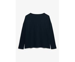 Langarmshirt SUPERDRY "STUDIOS BOAT NECK SLUB LS TOP", Damen, Gr. XS, eclipse navy, Single Jersey, Obermaterial: 60% Baumwolle, 40% Lyocell, unifarben, oversize normal, Rundhals, Shirts Langarmshirt,
