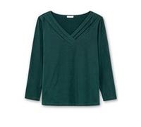 Langarmshirt SHEEGO BY JOE BROWNS "Langarmshirt", Damen, Gr. 52/54, blau (tiefgrün), 95% Baumwolle, 5% Elasthan, unifarben, V-Ausschnitt, Shirts Langarmshirt (15958617-52) tiefgrün
