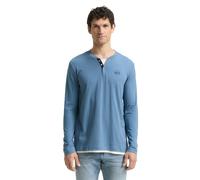 Langarmshirt TOM TAILOR, Damen, Gr. 3XL, faded uniform blau, Single Jersey, Obermaterial: 100% Baumwolle, kontrastfarbene Details, unifarben, regular fit normal, Serafino, Bündchen kontrastfarben, Shi