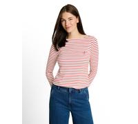 Tom Tailor Damen Langarmshirt 1051234 Streifenmuster rot/offwhite Boatneck Größe XXXL