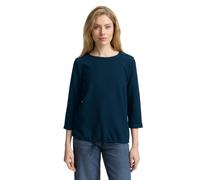 Langarmshirt TOM TAILOR, Damen, Gr. M (38), sky captain blau, Single Jersey, Obermaterial: 75% Baumwolle, 20% Polyester, 5% Elasthan, unifarben, loose fit taillenbedeckt, Rundhals, Umschlagsaum, Shirt