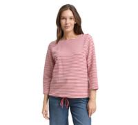 Langarmshirt TOM TAILOR, Damen, Gr. XL, pink sanftes weiß regular stripe, Single Jersey, Obermaterial: 75% Baumwolle, 20% Polyester, 5% Elasthan, gestreift, loose fit taillenbedeckt, Rundhals, Umschla