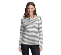 Tom Tailor Langarmshirt Damen XXL – offwhite/navy gestreift, 97% Baumwolle/3% Elasthan