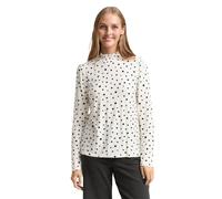 Langarmshirt TOM TAILOR DENIM, Damen, Gr. M, small sanftes weiß schwarz dot print, Single Jersey, Obermaterial: 95% Viskose, 5% Elasthan, bedruckt, regular fit normal, ohne Ausschnitt, gerader Abschlu