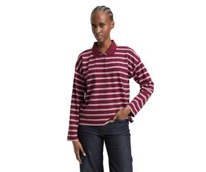 Langarmshirt TOM TAILOR DENIM, Damen, Gr. S, rot pink multicolor stripe, Web, Obermaterial: 95% Baumwolle, 5% Elasthan, gestreift, regular fit normal, ohne Ausschnitt, gerader Abschluss, Shirts Langar