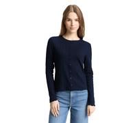 Langarmshirt TOM TAILOR DENIM, Damen, Gr. S, sky captain blau, Web, Obermaterial: 95% Baumwolle, 5% Elasthan, unifarben, regular fit normal, Rundhals, gewellter Abschluss, Shirts Langarmshirt, mit gew