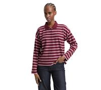 Langarmshirt TOM TAILOR DENIM, Damen, Gr. XL, rot (rot pink multicolor stripe), Web, Obermaterial: 95% Baumwolle, 5% Elasthan, gestreift, regular fit normal, ohne Ausschnitt, gerader Abschluss, Shirts