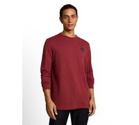 Langarmshirt TOM TAILOR, Herren, Gr. L, rot (pear rot), Single Jersey, Obermaterial: 100% Baumwolle, gestreift, regular fit hüftbedeckend, Rundhals, abgesteppte Kante, Shirts Langarmshirt, Rundhals /