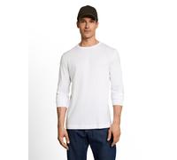 Langarmshirt TOM TAILOR, Herren, Gr. L, weiß, Single Jersey, Obermaterial: 100% Baumwolle, regular fit taillenbedeckt, Rundhals, Bündchen, Shirts Langarmshirt, mit Logo Stickerei (48816303-L) weiß