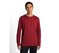 Langarmshirt TOM TAILOR, Herren, Gr. M, rot (pear rot), Single Jersey, Obermaterial: 100% Baumwolle, regular fit taillenbedeckt, Rundhals, Bündchen, Shirts Langarmshirt, mit Logo Stickerei (59013612-M