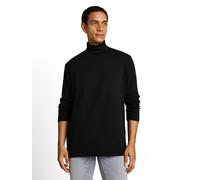 Langarmshirt TOM TAILOR, Herren, Gr. M, schwarz, Single Jersey, Obermaterial: 95% Baumwolle, 5% Elasthan, regular fit normal, Rundhals, gerader Abschluss, Shirts Langarmshirt, mit Rollkragen (89564605