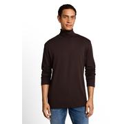Langarmshirt TOM TAILOR, Herren, Gr. S, schwarz chocolate braun, Single Jersey, Obermaterial: 95% Baumwolle, 5% Elasthan, regular fit normal, Rundhals, gerader Abschluss, Shirts Langarmshirt, mit Roll