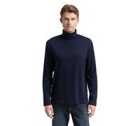 Langarmshirt TOM TAILOR, Herren, Gr. XL, sky captain blau, Single Jersey, Obermaterial: 95% Baumwolle, 5% Elasthan, unifarben, regular fit normal, Rundhals, gerader Abschluss, Shirts Langarmshirt, mit
