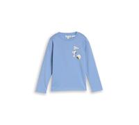 Langarmshirt TOM TAILOR, Jungen, Gr. 128/134, blau (light blau), Single Jersey, Obermaterial: 100% Baumwolle, bedruckt, regular fit hüftbedeckend, Rundhals, abgesteppte Kante, Shirts Langarmshirt, mit
