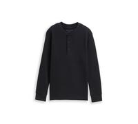 Langarmshirt TOM TAILOR, Jungen, Gr. 164, heavy schwarz, Single Jersey, Obermaterial: 100% Baumwolle, unifarben, regular fit hüftbedeckend, Rundhals, Shirts Langarmshirt, mit Rundhals und kurzer Knopf