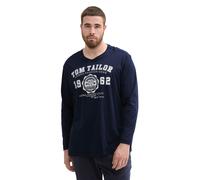Langarmshirt TOM TAILOR PLUS, Herren, Gr. 5XL, sky captain blau, Single Jersey, Obermaterial: 100% Baumwolle, bedruckt, normal hüftbedeckend, Rundhals, abgesteppte Kante, Shirts Langarmshirt, mit Prin