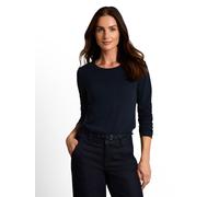 Langarmshirt TOM TAILOR "Regular", Damen, Gr. M, blau (sky captain blau), Shirts Langarmshirt, mit Rundhalsausschnitt und Stretch (18797940-M) sky captain blau