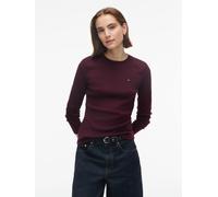 Langarmshirt TOMMY HILFIGER "CODY SLIM C-NK L/S T-SHIRT", Damen, Gr. M (40), lila (deep burgundy), Single Jersey, Obermaterial: 100% Baumwolle, unifarben, slim fit normal, Rundhals, Shirts Langarmshir