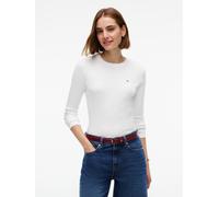 Langarmshirt TOMMY HILFIGER "CODY SLIM C-NK L/S T-SHIRT", Damen, Gr. XL (46), weiß (ecru), Single Jersey, Obermaterial: 100% Baumwolle, unifarben, slim fit normal, Rundhals, Shirts Langarmshirt, Baumw