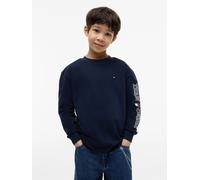 Langarmshirt TOMMY HILFIGER, Jungen, Gr. 4 (104), blau (schwarz night navy), Single Jersey, Obermaterial: 100% Baumwolle, unifarben, regular fit normal, Rundhals, Bündchen, Shirts Langarmshirt, Regula